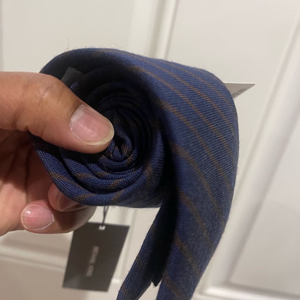 NWT Michael Kors Navy Tie with Brown Diagonal Stripe Sz OS - Picture 11 of 14